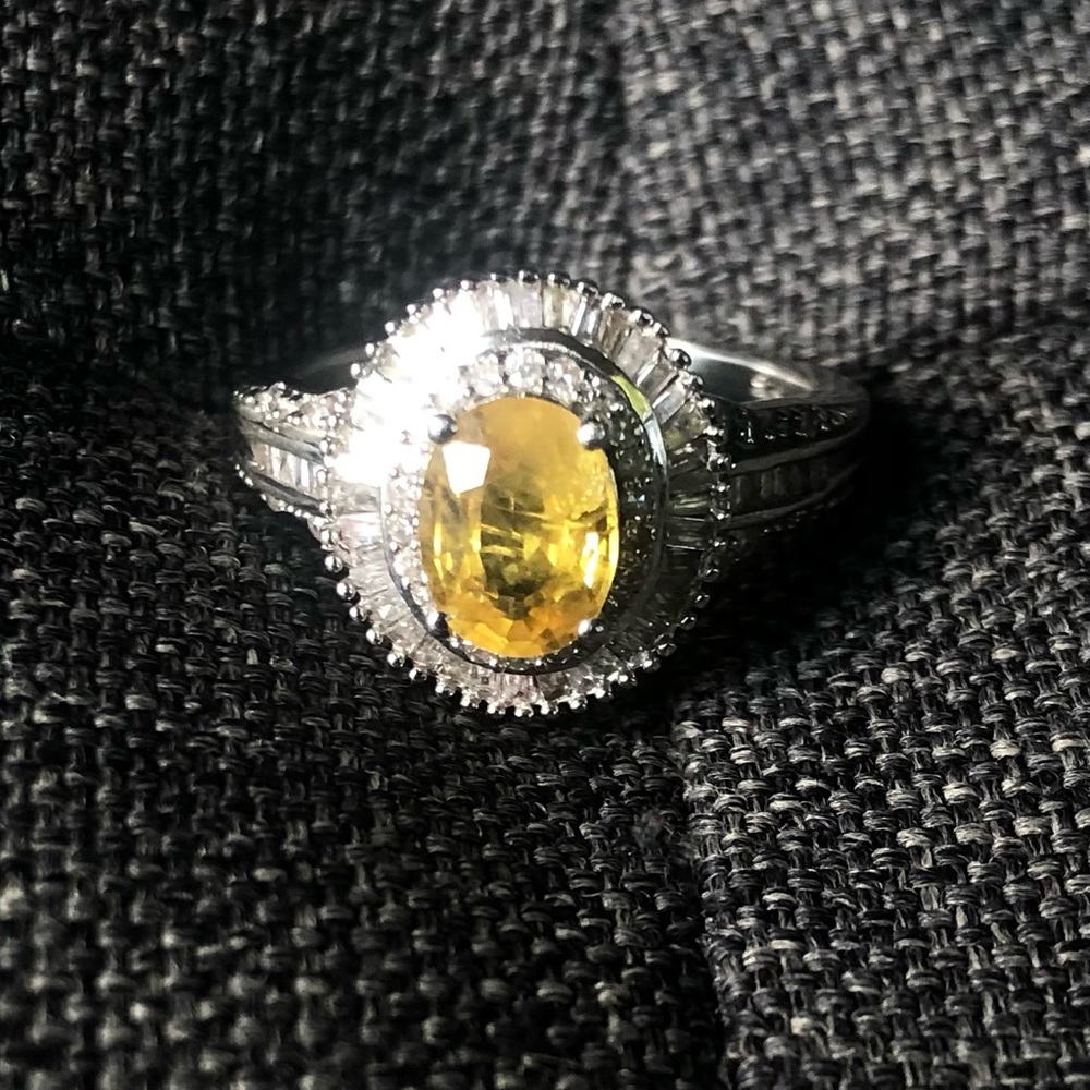 Yellow Sapphire and Diamond Ring